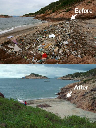 ecobus beach cleanup event in August 2012